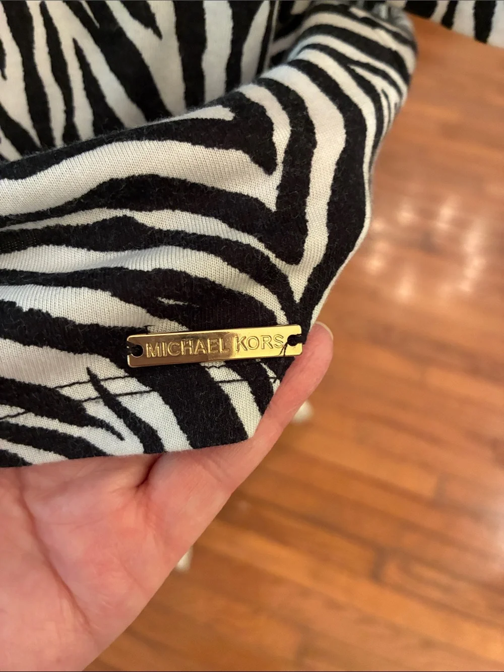 Michael Kors Black and White Zebra Print 3/4 Bell Sleeve Top Size M